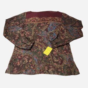 Lauren Ralph Lauren Medium Burgundy and multi-coloured floral vintage blouse